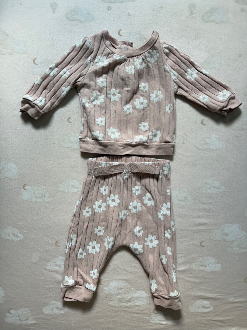 Snug Luxury Pink Floral Ribbed Matching Set